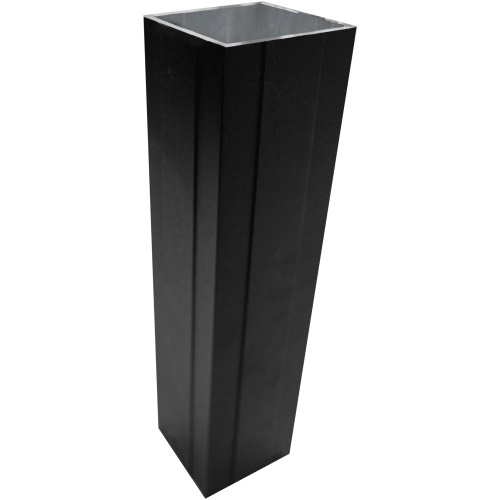 Integrated aluminum stanchion post sleeve, 3-1/2 inch square powder-coated flangeless railing post.