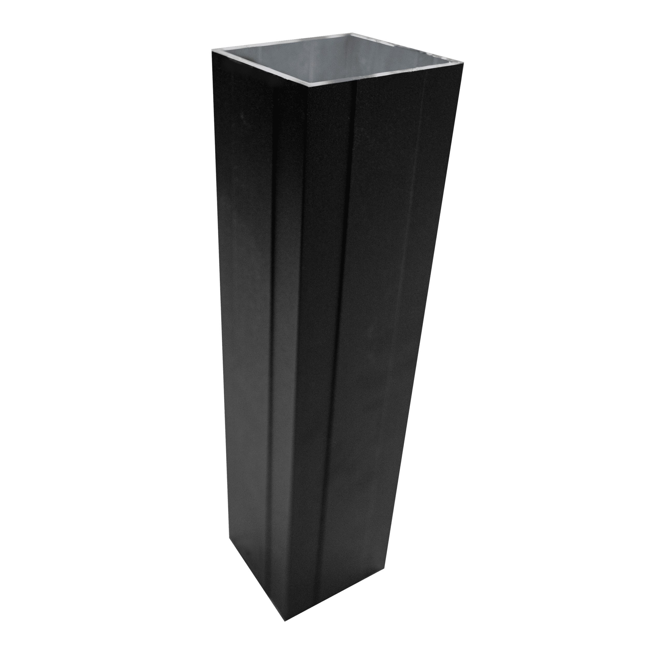 Integrated aluminum stanchion post sleeve, 3-1/2 inch square powder-coated flangeless railing post.