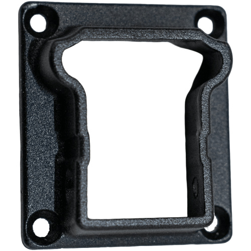 Integrated aluminum top rail level bracket, cast 383 socket bracket with four mounting holes for post attachment.