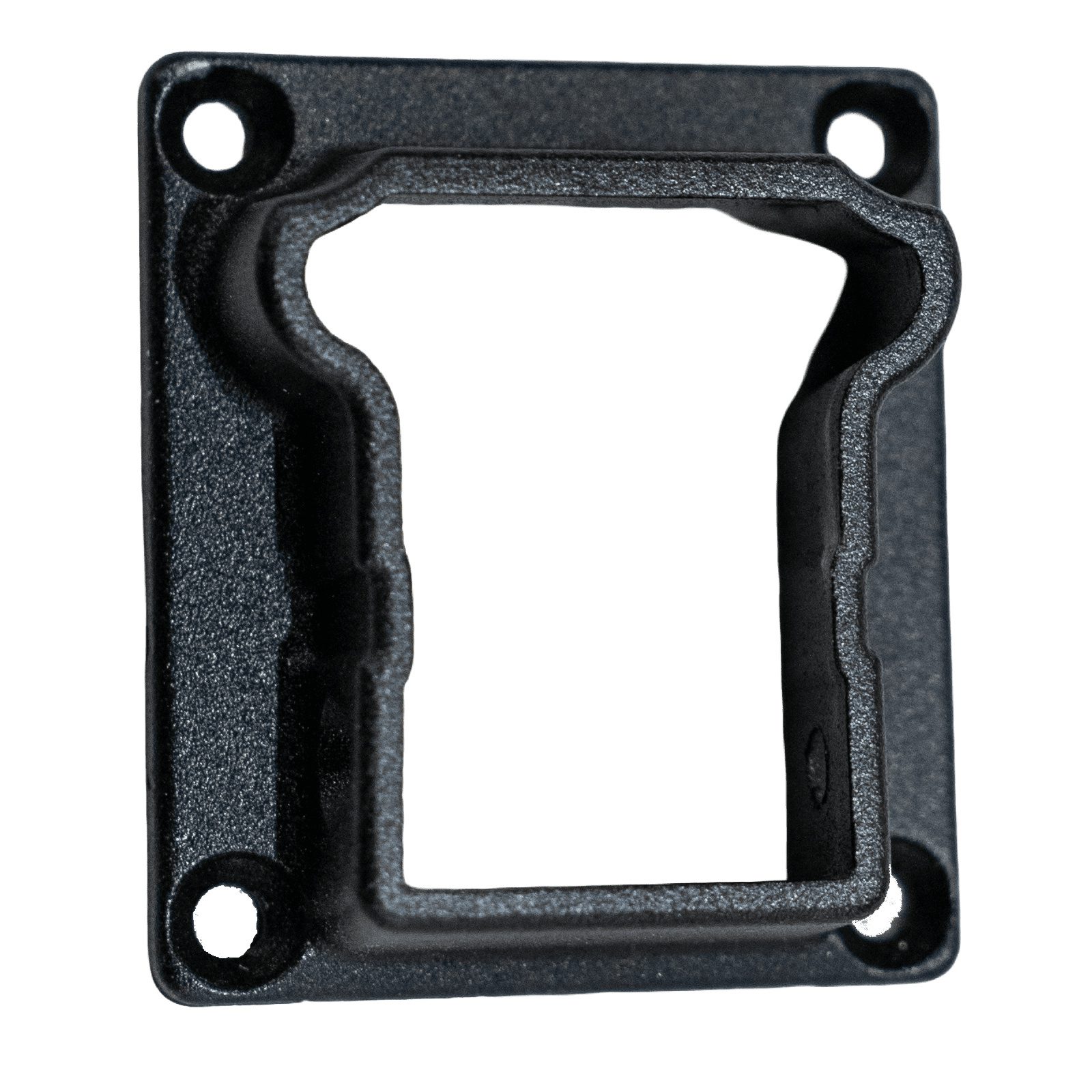 Integrated aluminum top rail level bracket, cast 383 socket bracket with four mounting holes for post attachment.