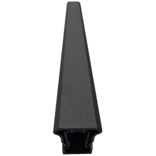Integrated aluminum top rail extruded 6063-T6 powder-coated railing profile with internal baluster retainer for integrated balcony railing system.