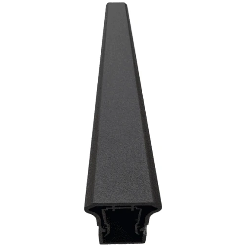 Integrated aluminum top rail extruded 6063-T6 powder-coated railing profile with internal baluster retainer for integrated balcony railing system.